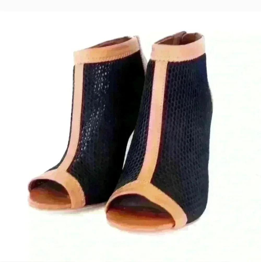 🌻Cole Haan Adella Mesh Leather Bootie Peep Toe 8.5